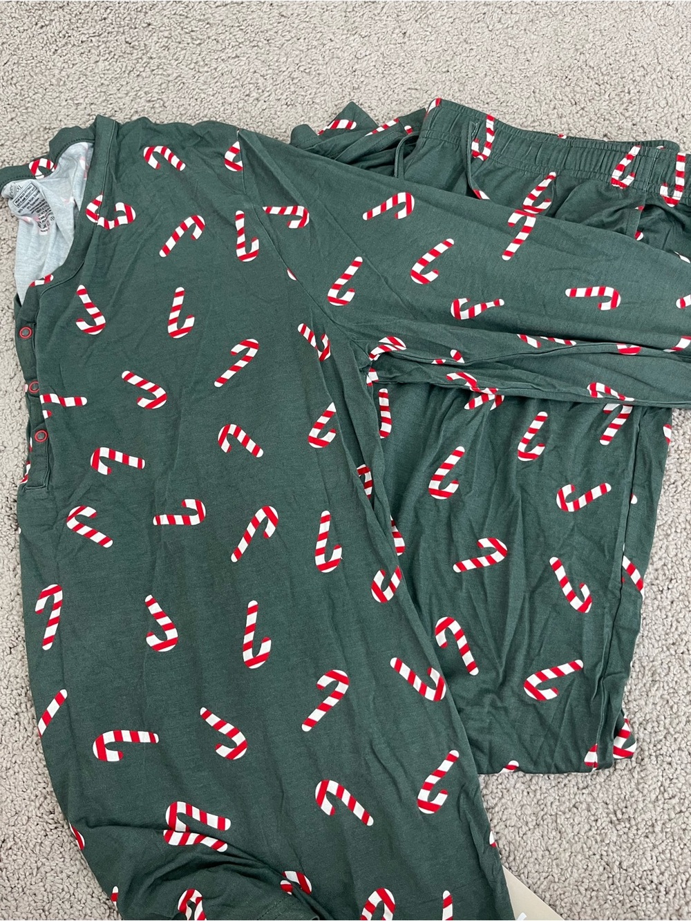Forever French Holiday Candy Cane Women's Pajama Set - Green